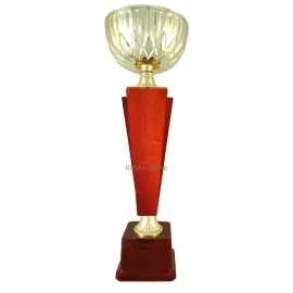 Кубок деревянный KB 6020, Цвет: золото/красный, Высота кубка, см.: 40.5, Диаметр чаши, мм.: 140, фото 
