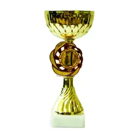 кубок металлический К661, Цвет: золото/красный, Высота кубка, см.: 27, Диаметр чаши, мм.: 120, фото 