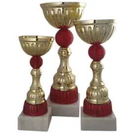 кубок K210 С (3), Цвет: золото/красный, Высота кубка, см.: 20, Диаметр чаши, мм.: 80, фото 