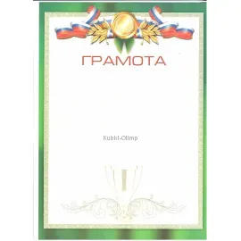 Грамота за 1 место в спортивных соревнованиях грамота Россия 1310 в интернет-магазине kubki-olimp.ru и cup-olimp.ru Фото 0