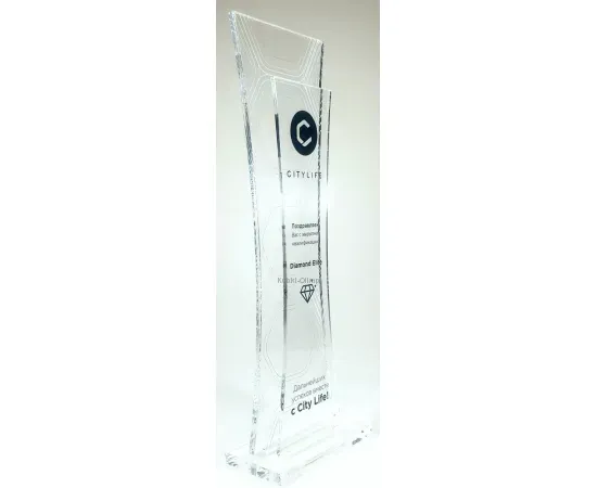 Современная награда из прозрачного акрила с уф нанесением в интернет-магазине kubki-olimp.ru и cup-olimp.ru Фото 1