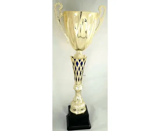 Кубок бюджетный K111, Цвет: золото/синий, Высота кубка, см.: 48.5, Диаметр чаши, мм.: 140, фото , изображение 2