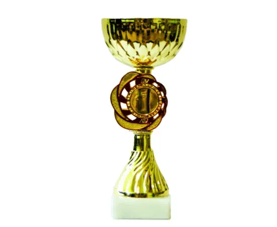 кубок металлический К661, Цвет: золото/красный, Высота кубка, см.: 18.5, Диаметр чаши, мм.: 80, фото 
