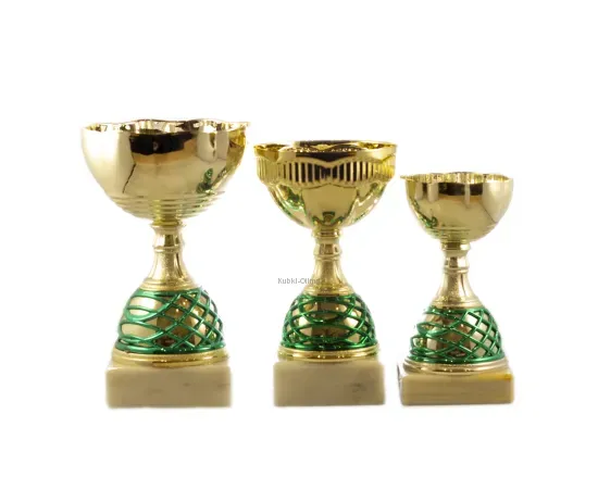 Кубок K544C (3), Цвет: золото/зеленый, Высота кубка, см.: 15.5, Диаметр чаши, мм.: 80, фото 