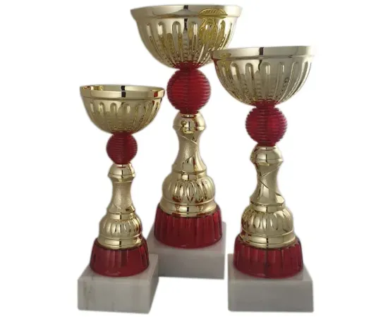 кубок K210 С (3), Цвет: золото/красный, Высота кубка, см.: 28, Диаметр чаши, мм.: 120, фото 