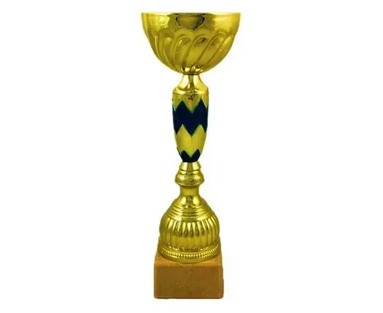 Золотой спортивный кубок 9029_3К, Цвет: золото/синий, Высота кубка, см.: 31.5, Диаметр чаши, мм.: 120, фото 